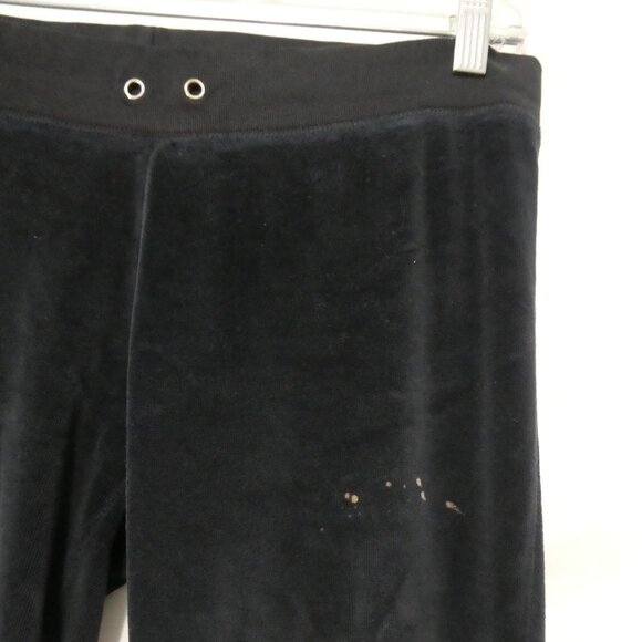 Black Velour Loungewear Bottoms | Bleach Spots On Front Leg | 14 inches measured - Picture 5 of 16